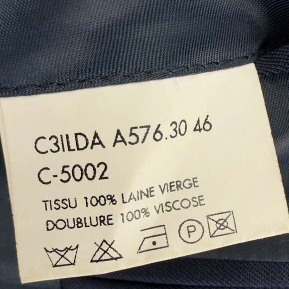 DE FURSAC Virgin wool Serge Fitted Lined Carbon Blue Suit Blazer Jacket 46R S/M - Picture 10 of 10